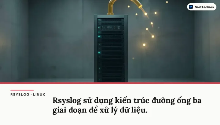 rsyslog · Linux: Rsyslog sử dụng kiến trúc đường ống ba giai đoạn để xử lý dữ liệu.