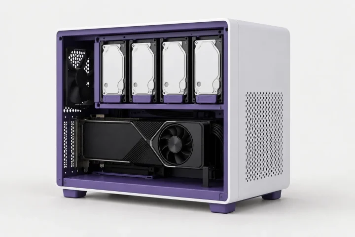 Morefine MNAS-X1 kết hợp NAS bốn khay với RTX 5070 kích thước đầy đủ
