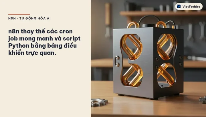 n8n · Tự động hóa AI: n8n thay thế các cron job mong manh và script Python bằng bảng điều khiển trực quan.