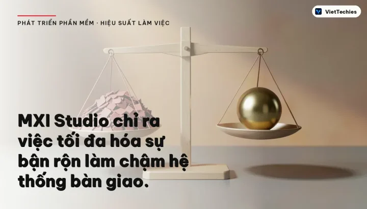 Phát triển phần mềm · Hiệu suất làm việc: MXI Studio chỉ ra việc tối đa hóa sự bận rộn làm chậm hệ thống bàn giao.