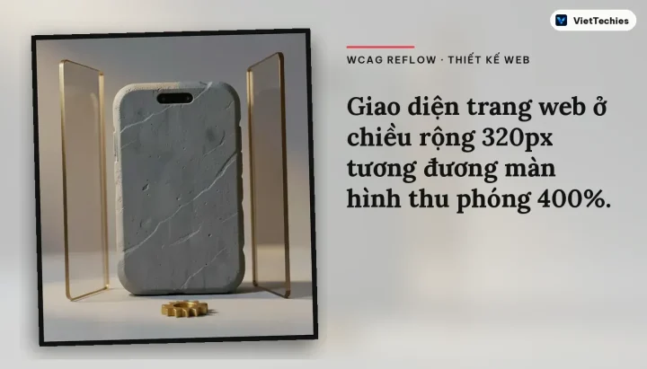 WCAG Reflow · Thiết kế web: Giao diện trang web ở chiều rộng 320px tương đương màn hình thu phóng 400%.